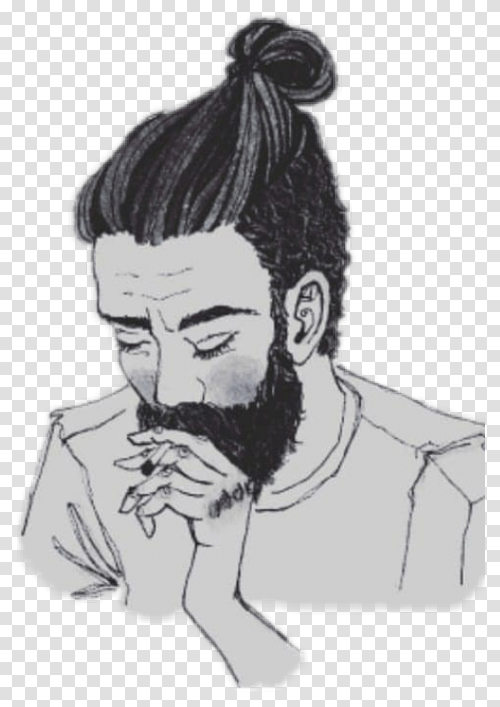 Jat People Man Bun Black, Person, Human, Drawing Transparent Png