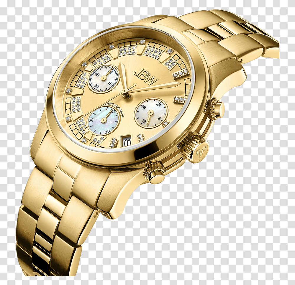Jbw Alessandra Jb 6217 E Gold Gold Diamond Watch Angle Analog Watch, Wristwatch Transparent Png