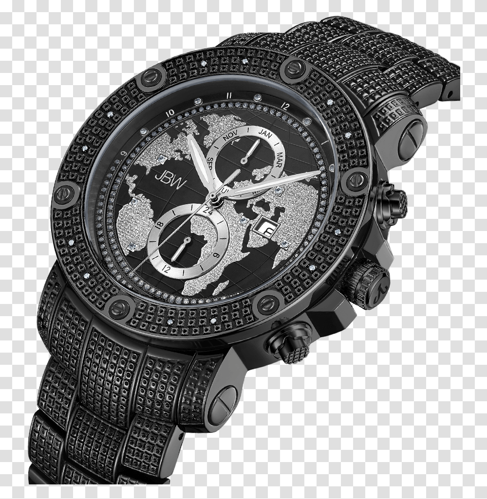 Jbw Veyron J6360b Black Diamond Watch Angle Jbw Veyron Black, Wristwatch Transparent Png