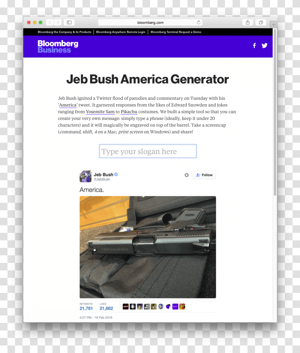 Jeb Bush Gun, File, Webpage, Flyer, Poster Transparent Png
