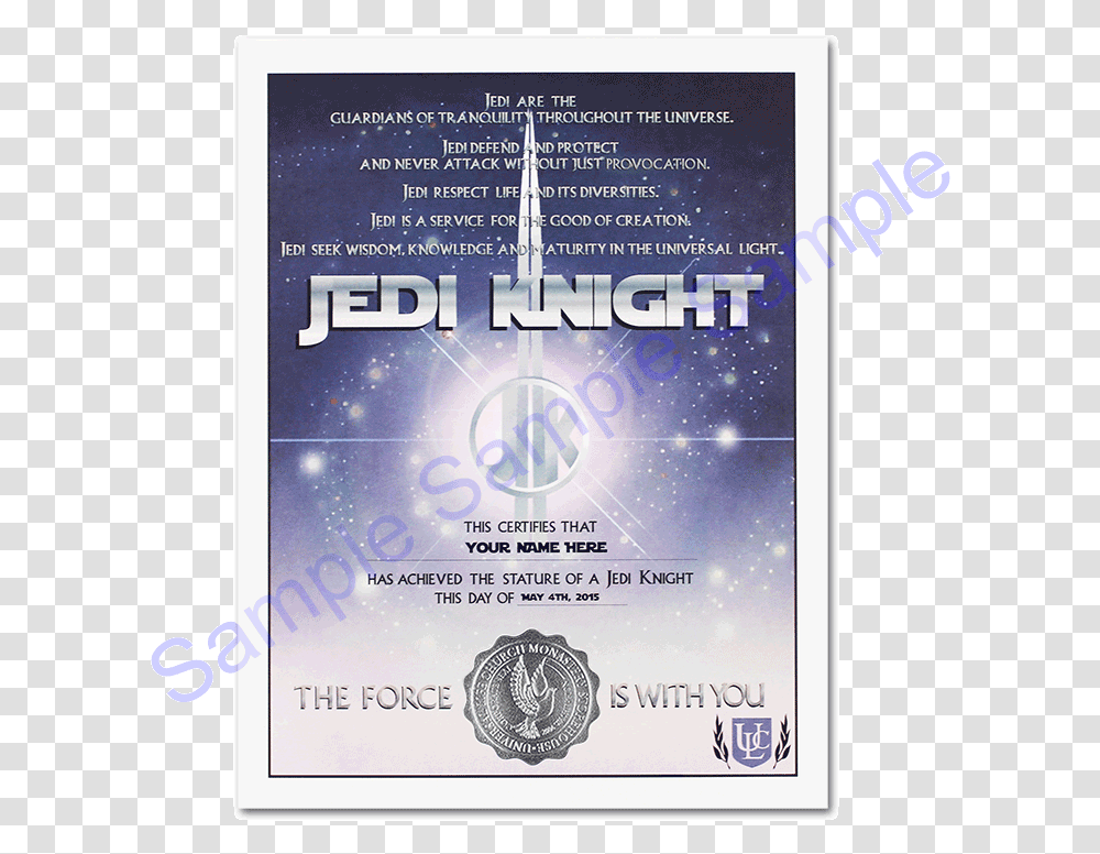 Jedi Knight Certificate, Poster, Advertisement, Flyer, Paper Transparent Png