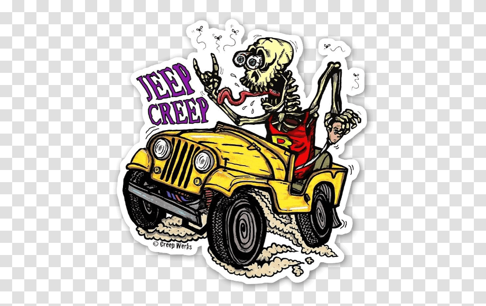 Jeep Creep Skeleton Sticker Rat Fink, Transportation, Vehicle, Buggy Transparent Png