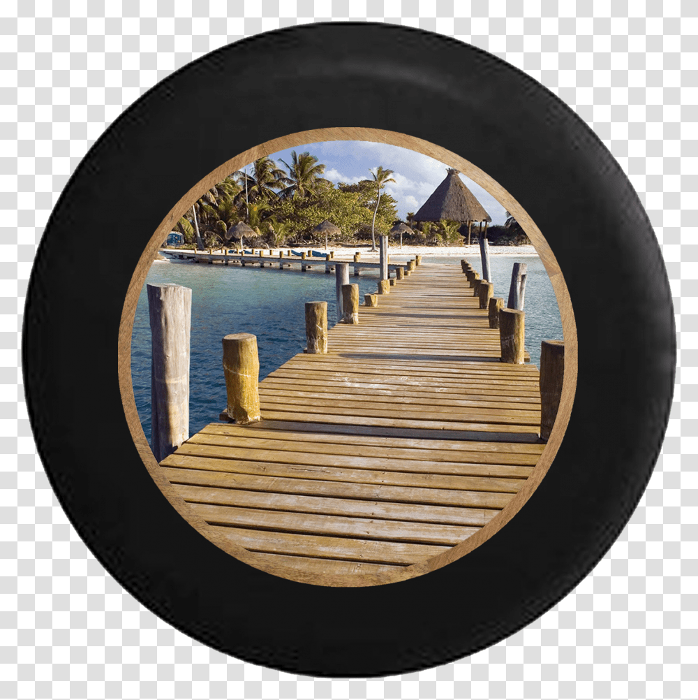 Jeep Liberty Tire Cover With Beach Wooden Dock Print Wallpaper, Water, Waterfront, Pier, Port Transparent Png