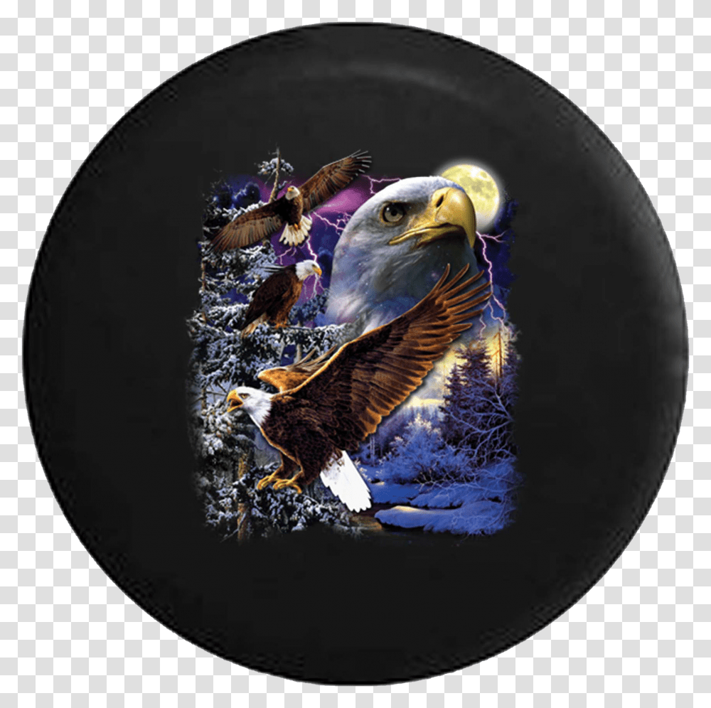 Jeep Wrangler Tire Cover With Bald Eagle Flying Around Golden Eagle, Bird, Animal, Fish Transparent Png