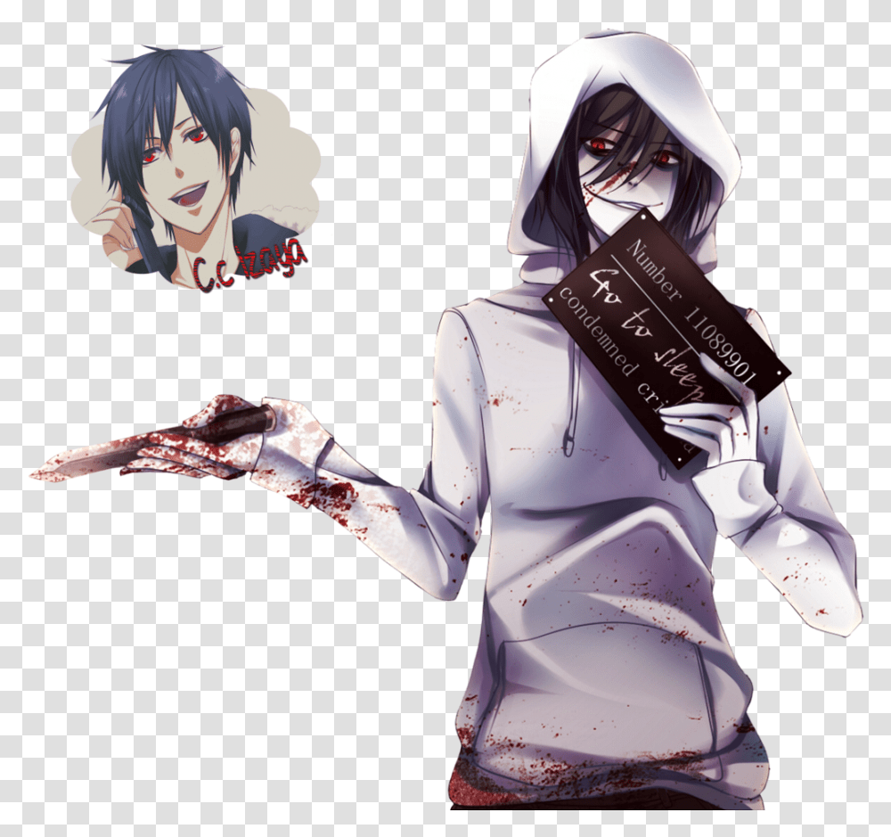 Jeff The Killer Anime 7 Image Jeff The Killer Anime Render, Clothing, Long Sleeve, Person, Book Transparent Png