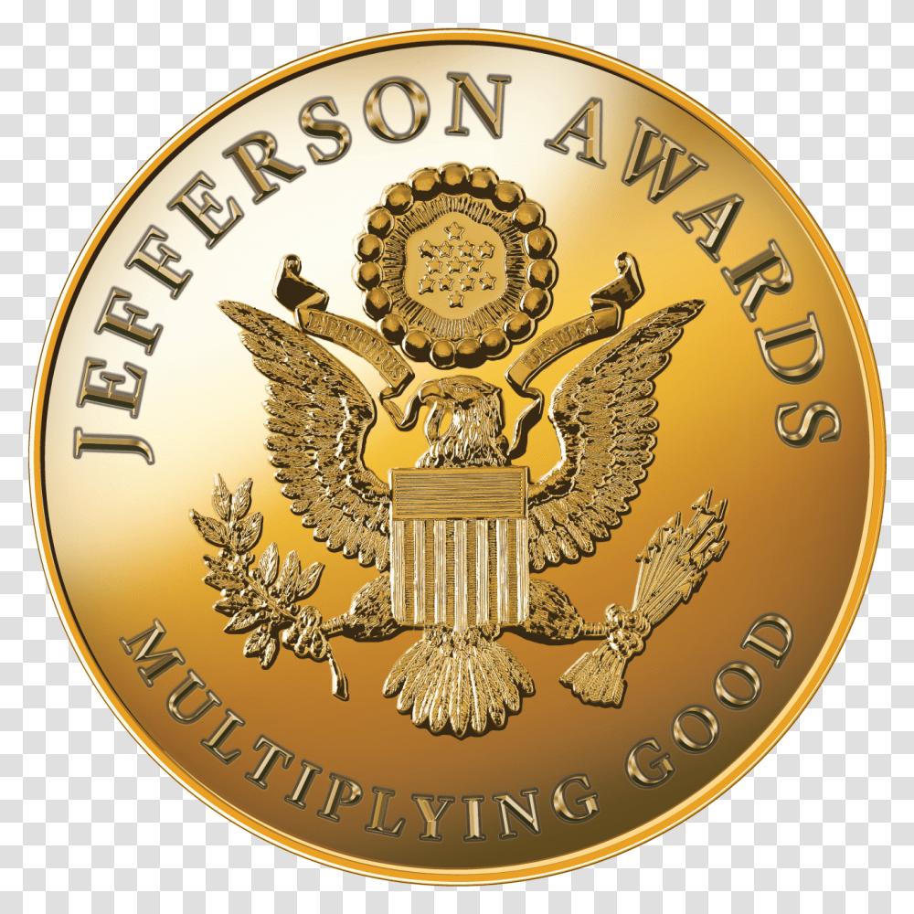 Jefferson Awards To Honor Kristen Bell Jefferson Award, Gold, Logo, Symbol, Trademark Transparent Png