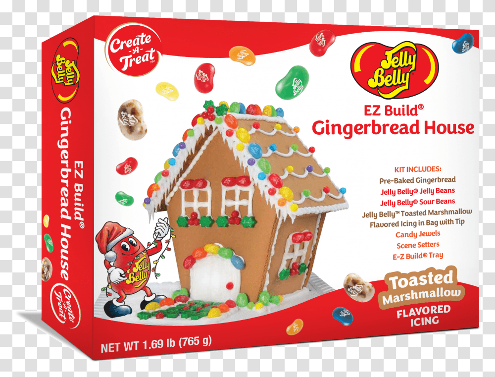 Jelly Belly Gingerbread House Kit, Cookie, Food, Biscuit, Flyer Transparent Png