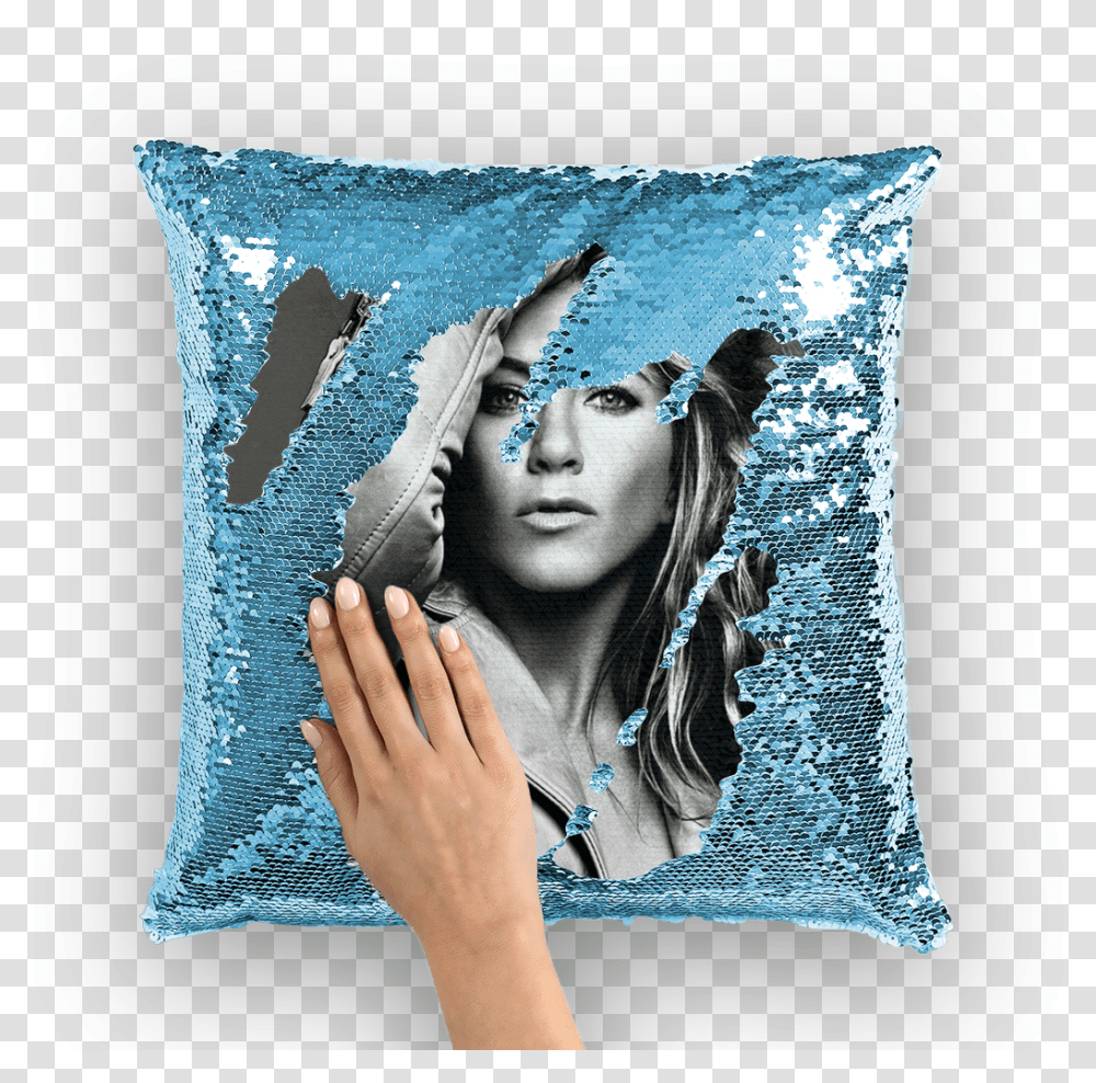Jennifer Aniston Sequin Cushion CoverClass Danny Devito Sequin Pillow, Person, Human Transparent Png