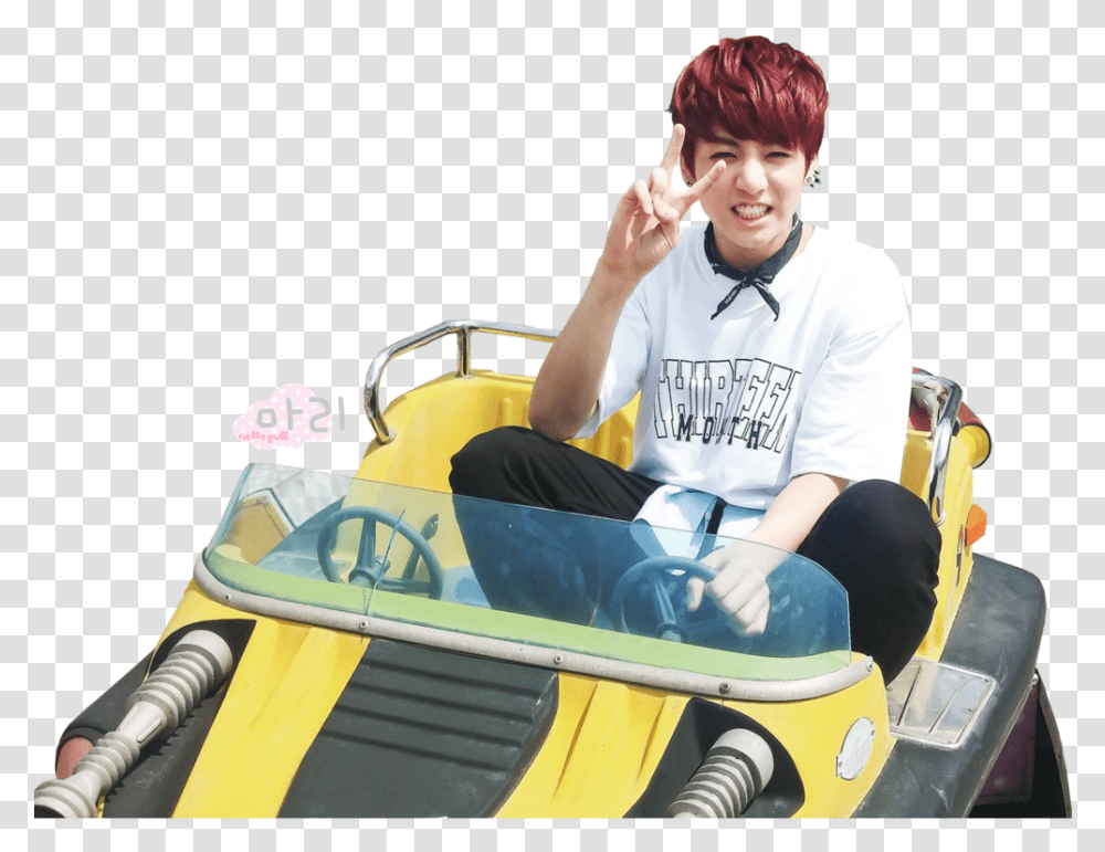 Jeon Jungkook Of Bangtan Boys Bts In Amusement Park, Person, Kart, Vehicle, Transportation Transparent Png