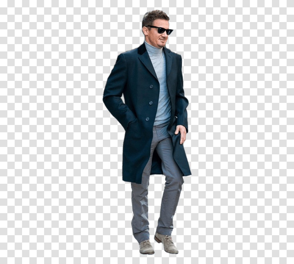 Jeremy Renner Full Full Image Man, Apparel, Overcoat, Person Transparent Png