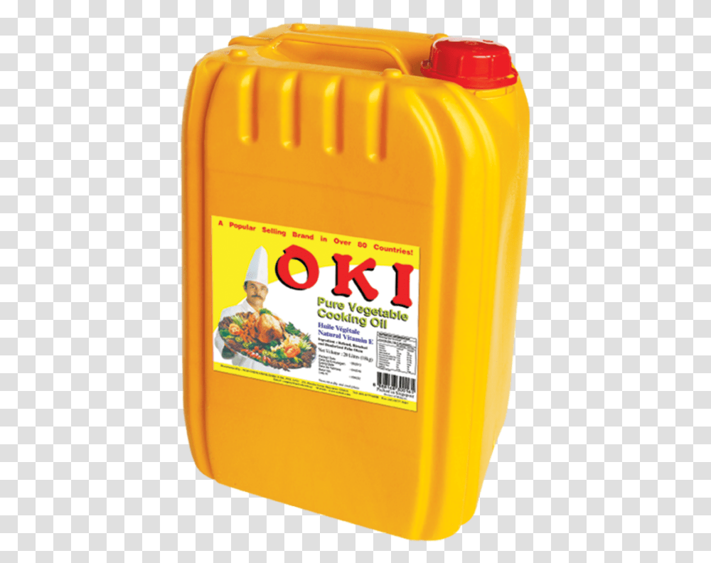 Jerry Can Oki Oil, Label, Food, Person Transparent Png
