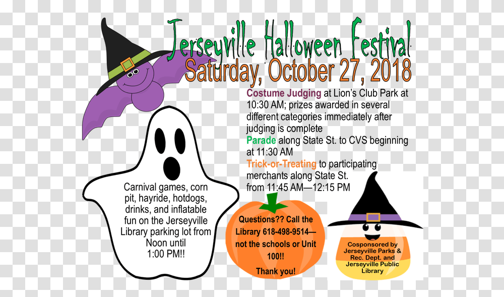 Jerseyville Halloween Festival 2018 Cartoon, Poster, Advertisement, Flyer, Paper Transparent Png
