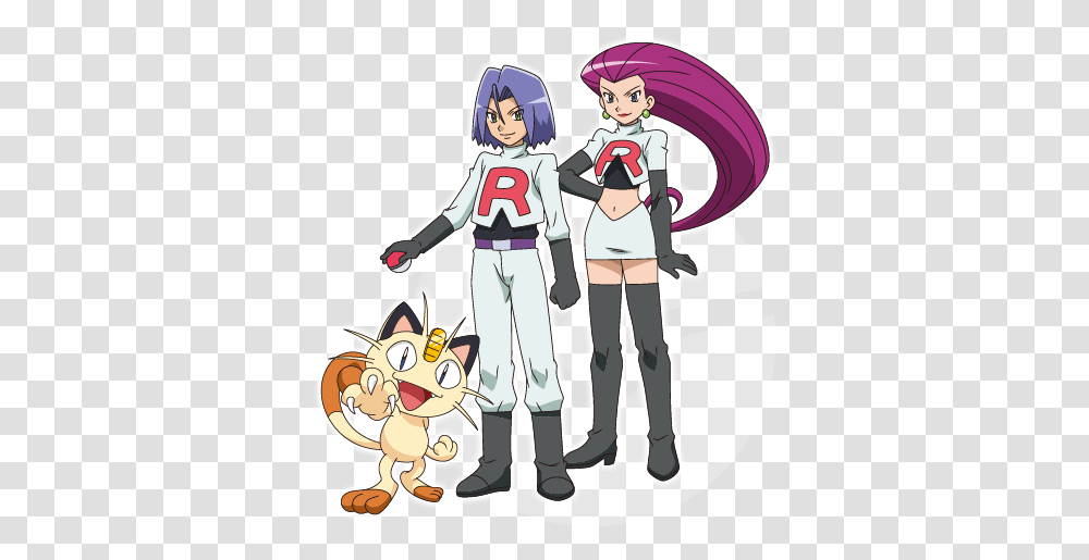 Jessie James And Meowth Of Team Rocket Pokemon Black And White Team, Comics, Book, Manga, Person Transparent Png