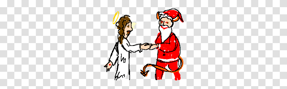 Jesus And Devil Santa Holding Hands, Person, Human, Sport, Sports Transparent Png