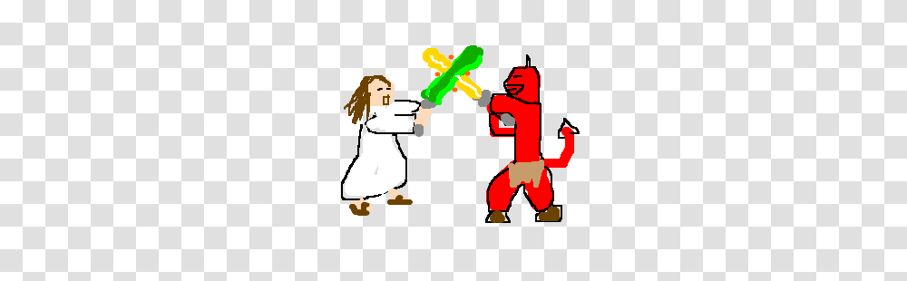 Jesus And The Devil Fighting With Lightsabers Drawing, Duel, Hand, Juggling, Toy Transparent Png