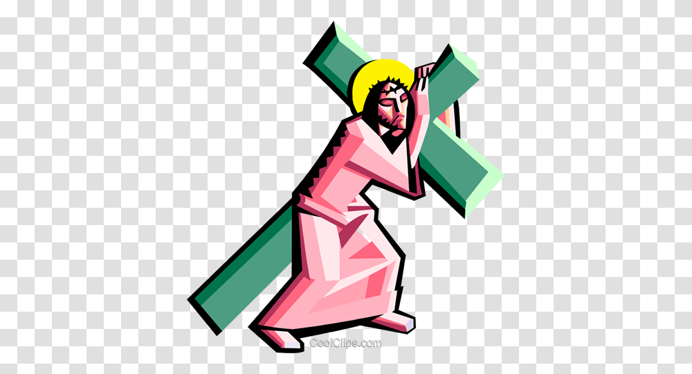 Jesus Carrying The Cross Royalty Free Vector Clip Art Illustration, Recycling Symbol, Elf, Costume, Triangle Transparent Png