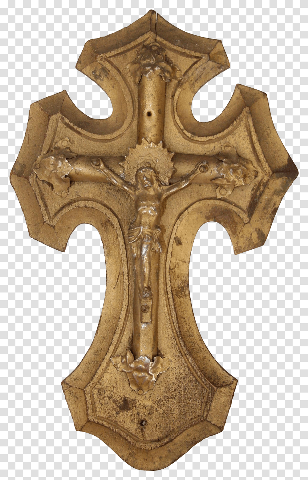 Jesus Christ Vintage Cross, Crucifix, Bronze Transparent Png