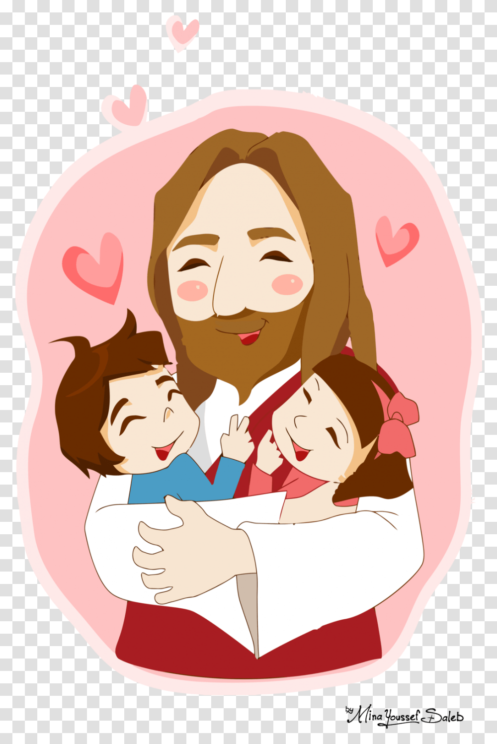Jesus Clipart Vector Jesus With Girl Happy Cartoon, Face, Washing, Poster, Advertisement Transparent Png