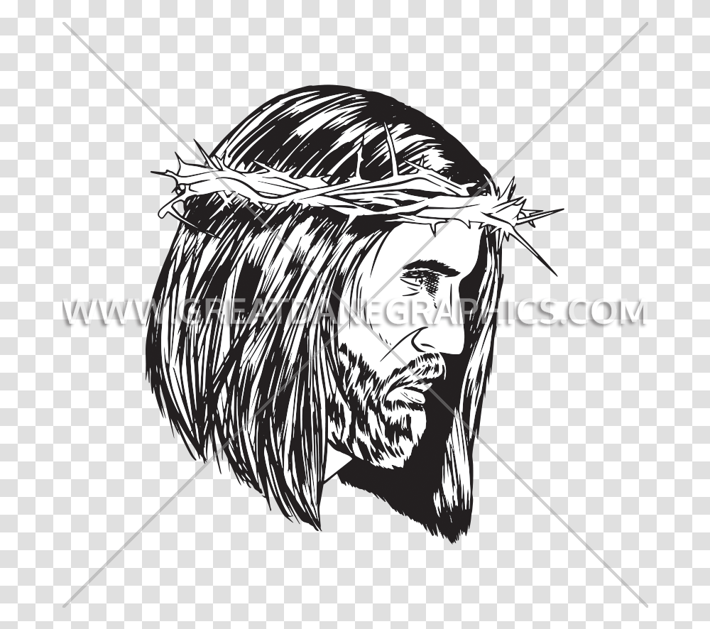 Jesus Crown Of Thorns Production Ready Artwork For T Shirt Illustration, Honey Bee, Drawing, Sketch, Face Transparent Png
