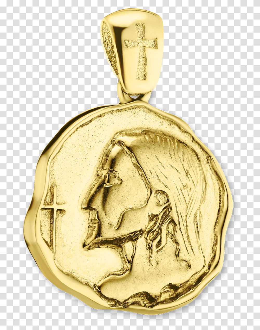 Jesus Face Locket, Gold, Pendant, Painting Transparent Png