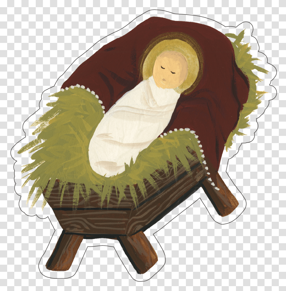 Jesus In A Manger Print Amp Cut File Illustration, Furniture, Chair, Person Transparent Png