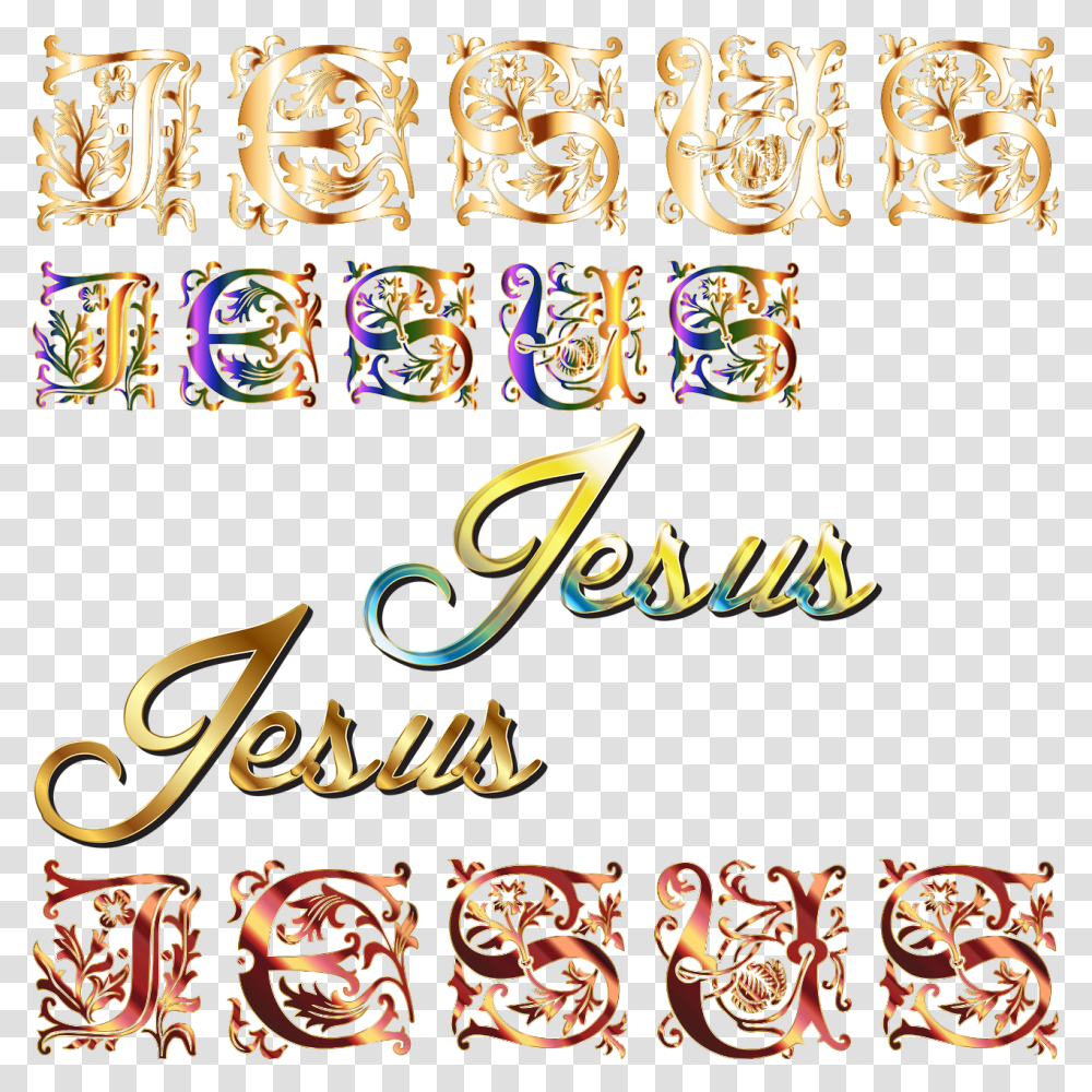 Jesus Jesus Religious Words Word Shapes, Calligraphy, Handwriting Transparent Png