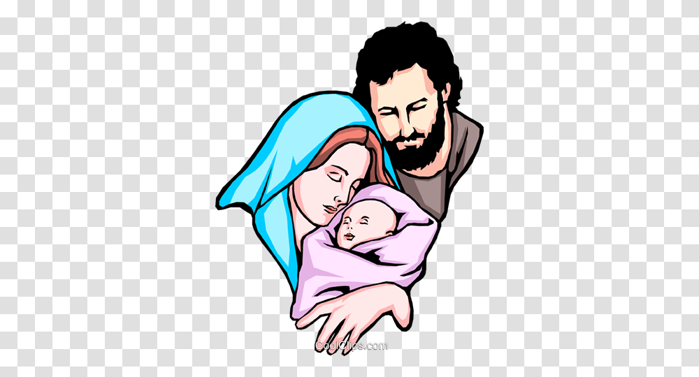 Jesus Mary And Joseph Royalty Free Vector Clip Art Illustration, Hug, Person, Human, Girl Transparent Png