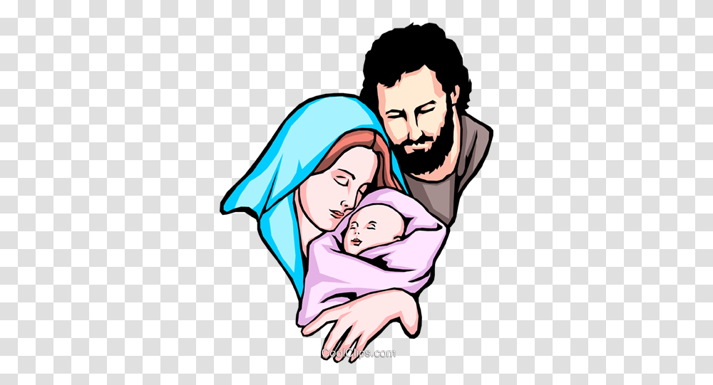 Jesus Mary And Joseph Royalty Free Vector Clip Art Mary Christmas Baby Jesus Drawing, Hug, Person, Human Transparent Png