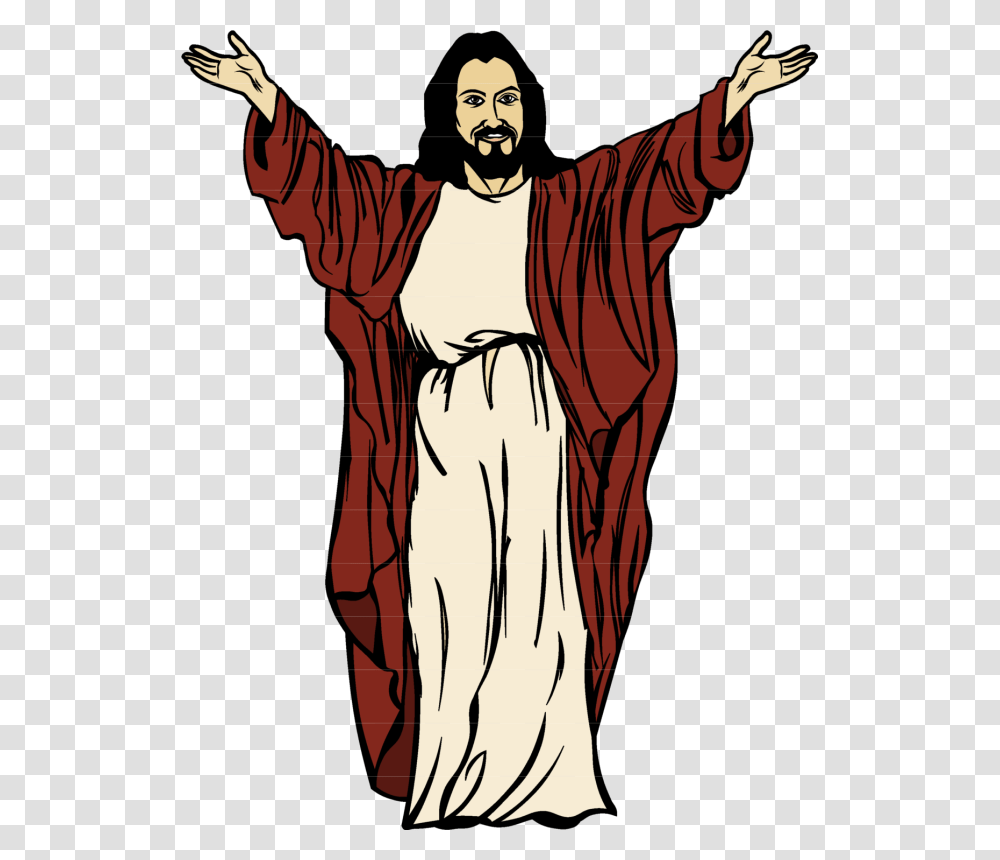 Jesus Open Arms Jesus Cartoon Background, Person, Sleeve, Long Sleeve Transparent Png