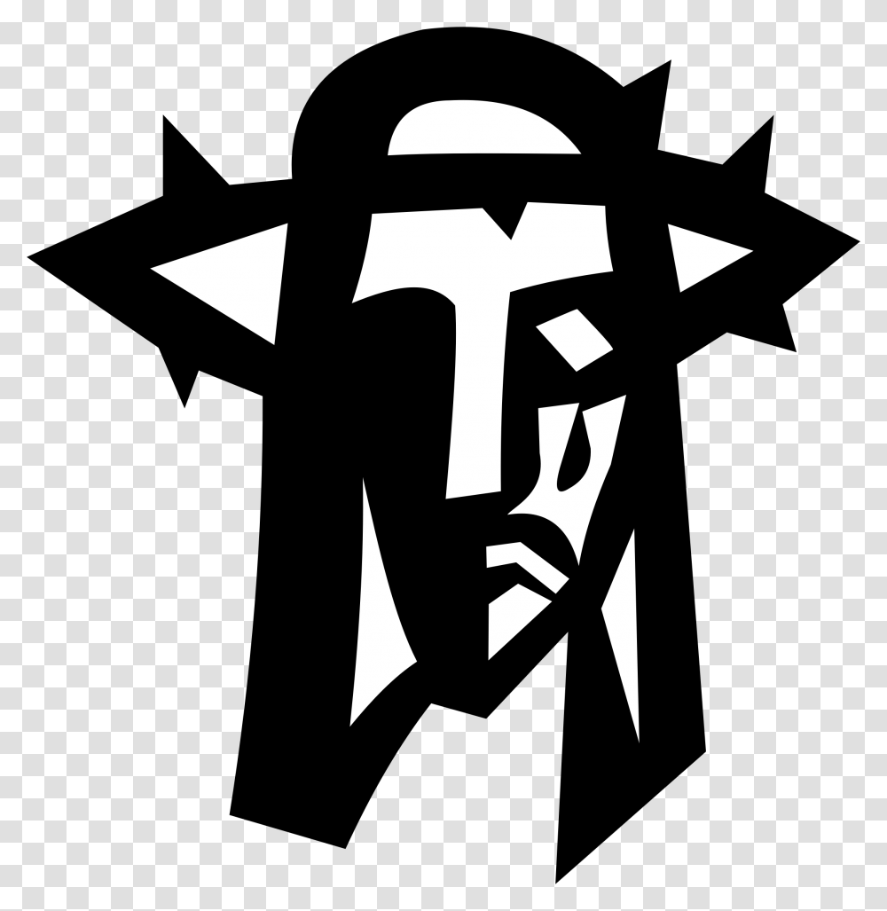 Jesus Silhouette Jesus Crown With Thorns Clipart, Stencil, Cross, Symbol, Logo Transparent Png