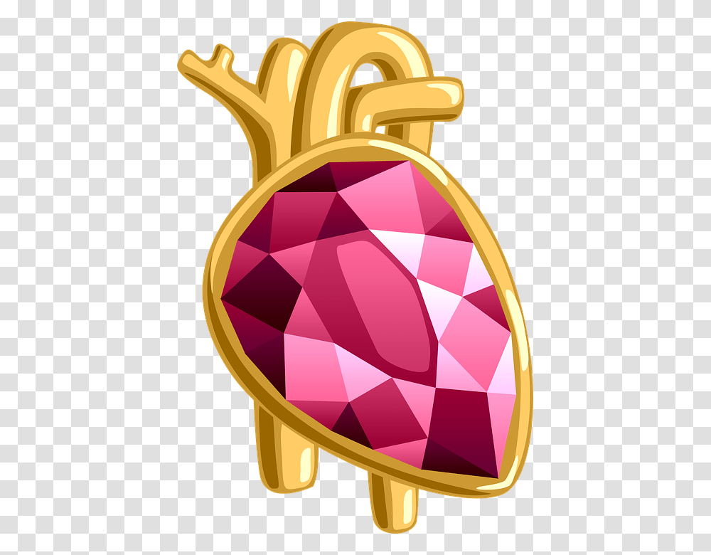 Jewel Golden Heart Anatomical Ruby Gems Gem Illustration, Accessories, Accessory, Jewelry, Diamond Transparent Png