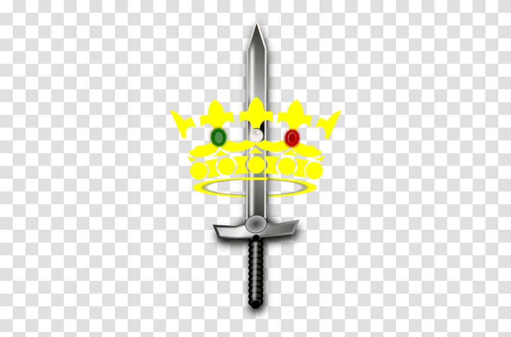 Jeweled Crown And Sword Clip Art Sword With Crown, Cross, Symbol, Lighting, Weapon Transparent Png