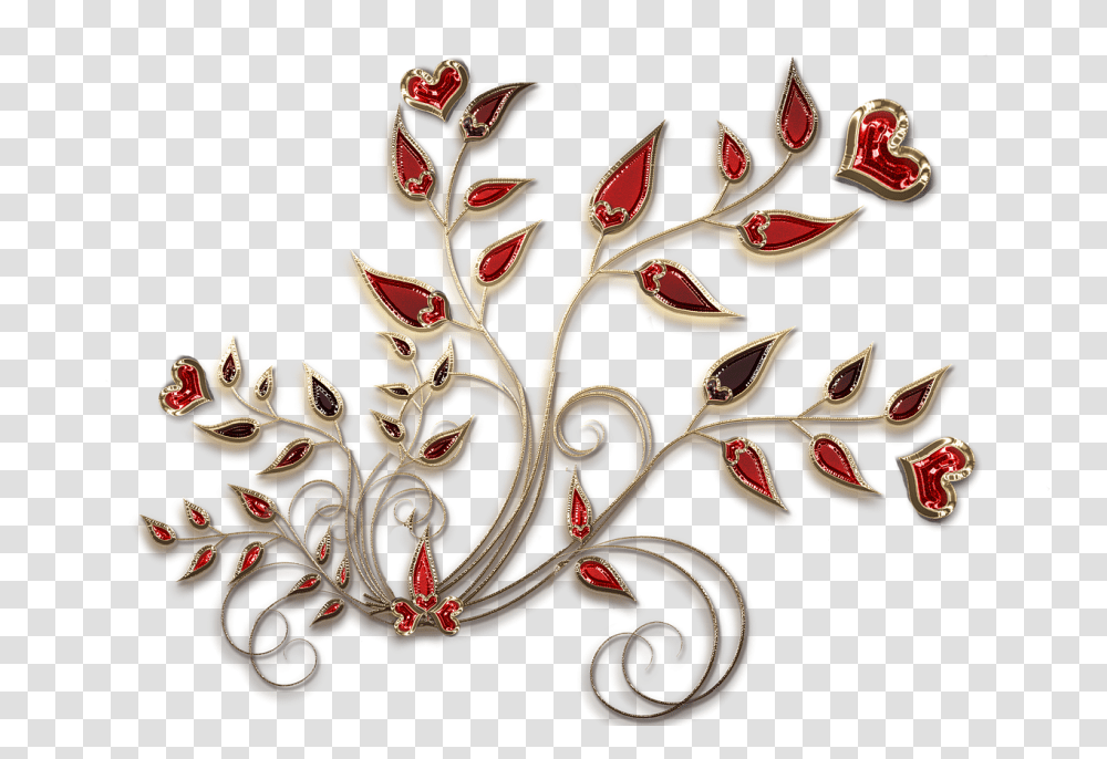 Jewelry Background Red And Gold Flowers Background, Pattern, Ornament, Floral Design, Graphics Transparent Png