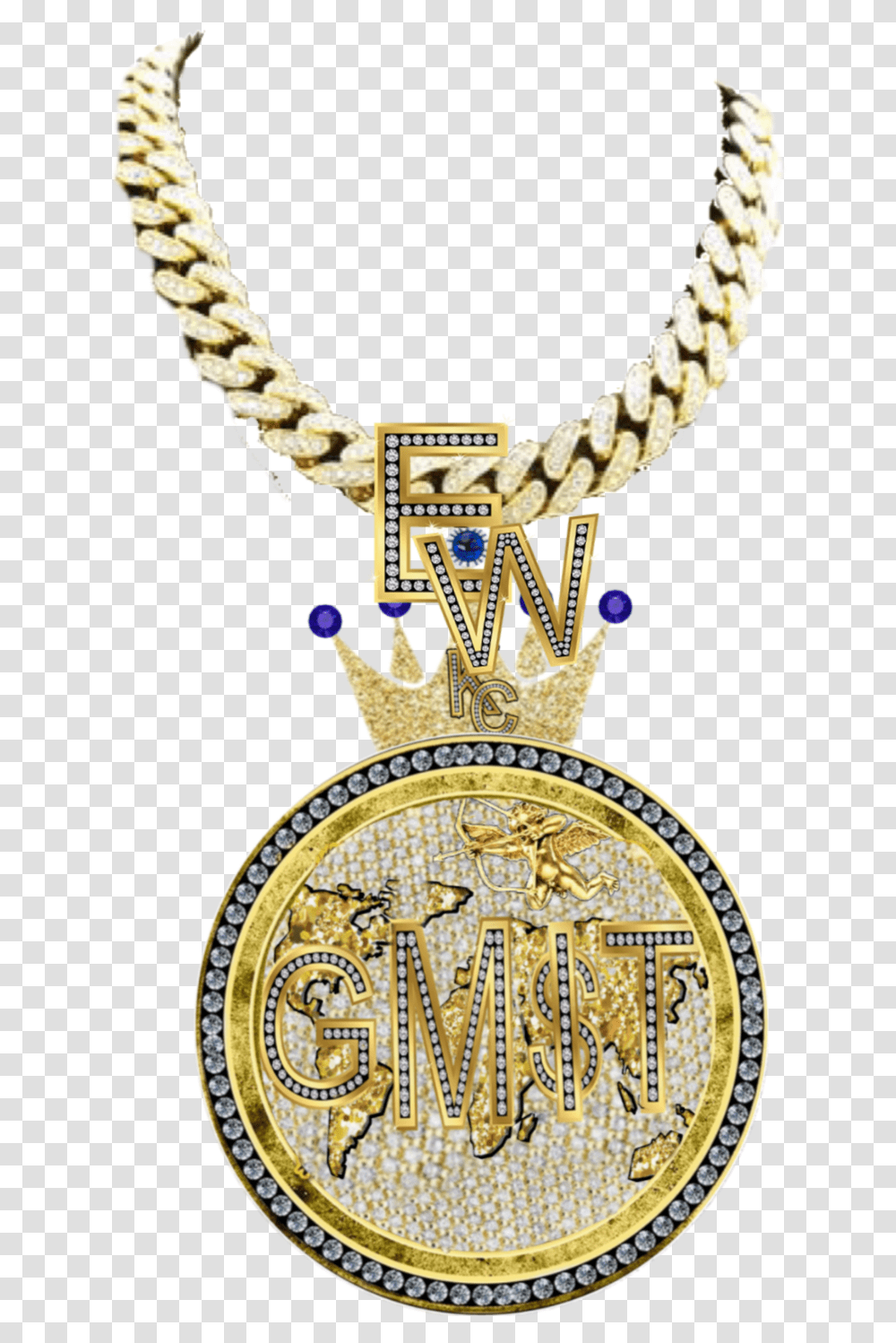 Jewelry Rich Gold Rapper Famous Freetoedit Necklace, Logo, Trademark, Trophy Transparent Png