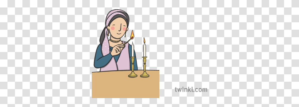 Jewish Woman Lighting Shabbat Candles Illustration Twinkl Religion, Architecture, Incense, Photography, Clothing Transparent Png
