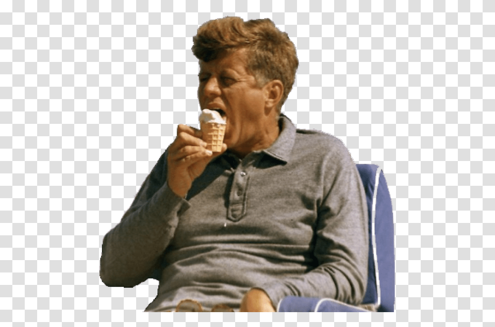 Jfk Ice Cream Photo 717 Free Download Image Famous People Eating Ice Cream, Person, Human, Dessert, Food Transparent Png