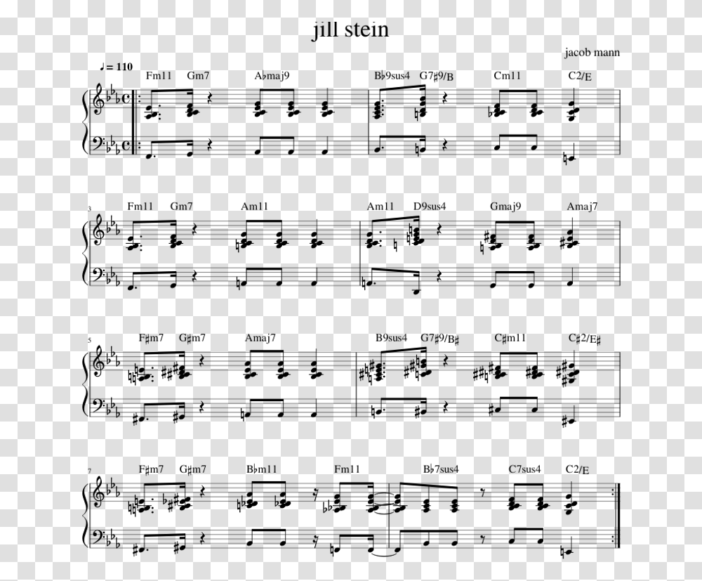 Jill Stein By Jacob Mann Sheet Music For Piano Download Love Letters Elvis Piano Sheet, Gray Transparent Png