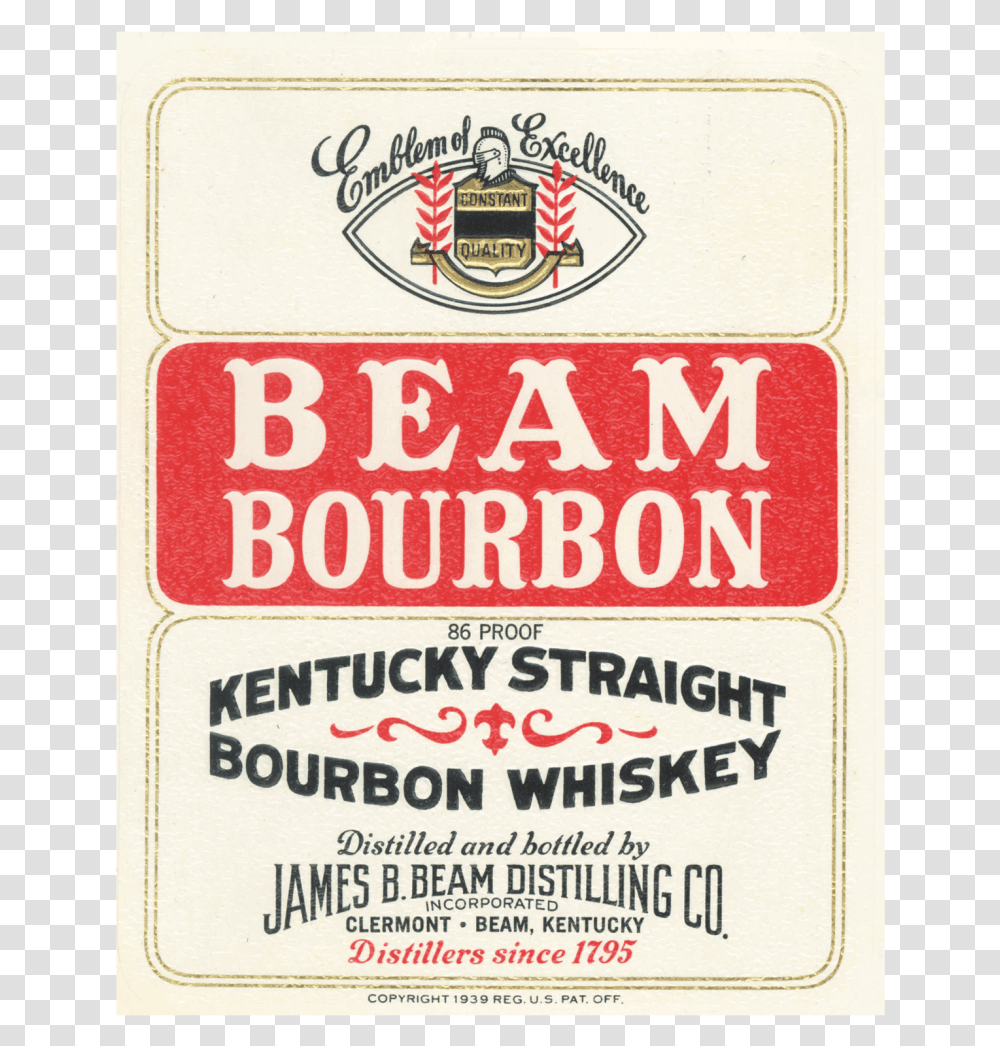 Jim Beam Logo Label, Lager, Beer, Alcohol Transparent Png