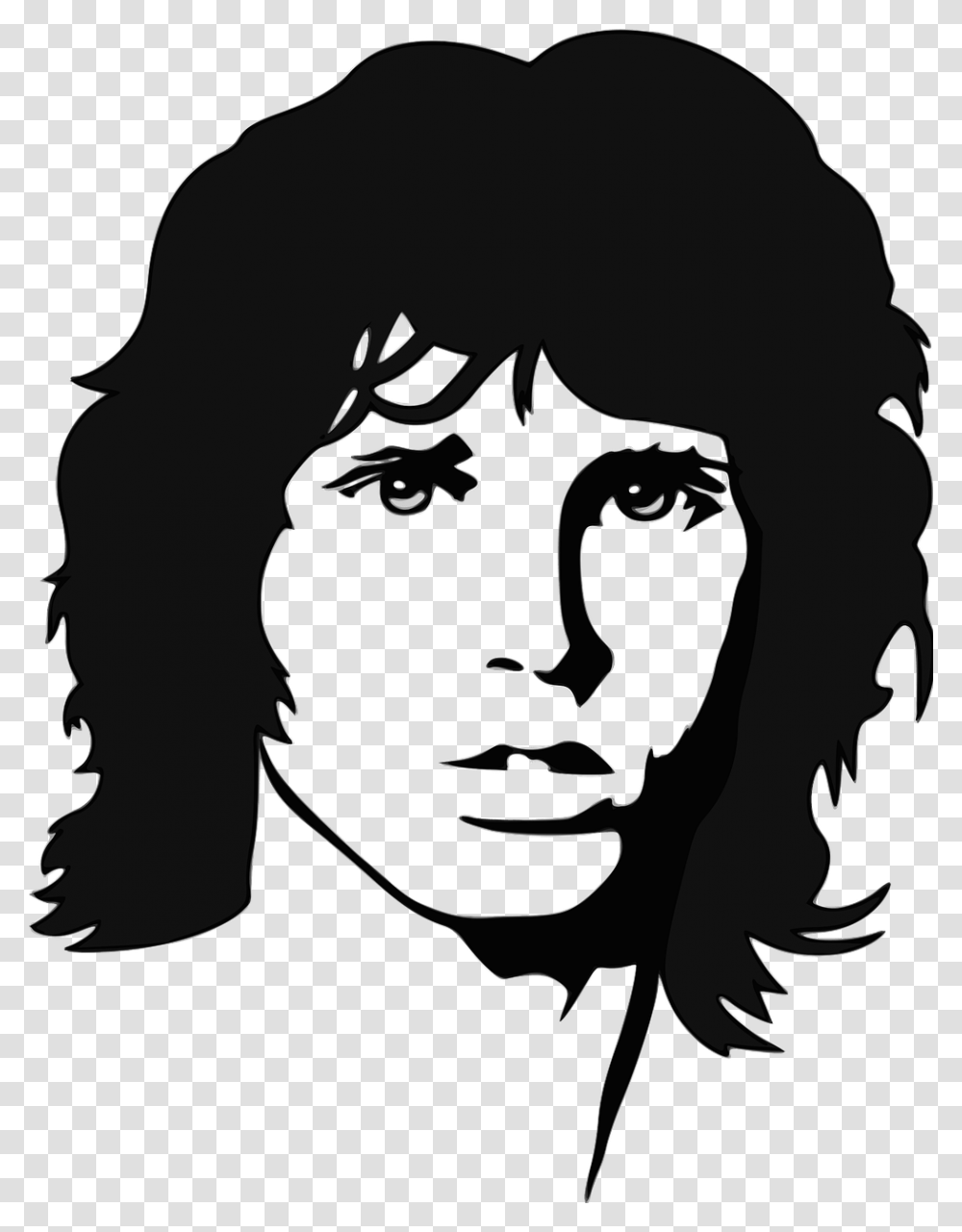 Jim Morrison Black And White Jim Morrison And Cat, Head, Face, Stencil, Portrait Transparent Png