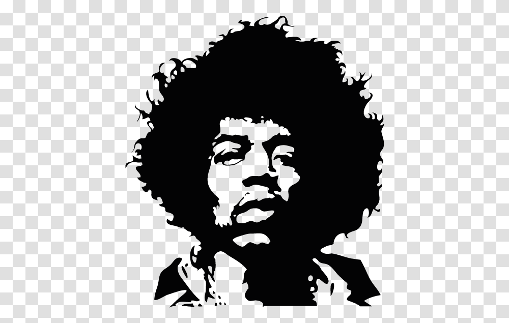 Jimi Hendrix Black And White Portrait Stencil Guitarist Jimmy Hendrix Vector, Outdoors, Face, Photography, Nature Transparent Png