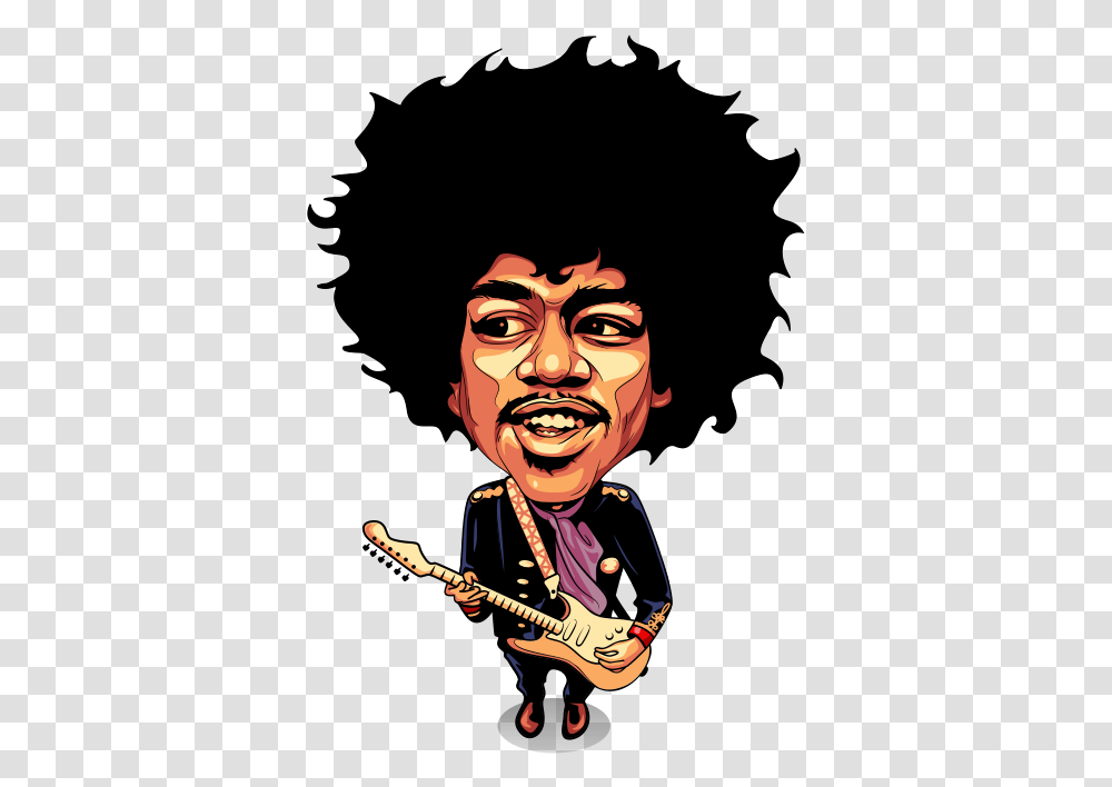 Jimi Hendrix Caricature Cartoon Drawing Jimi Hendrix Caricature, Guitar, Leisure Activities, Musical Instrument, Person Transparent Png