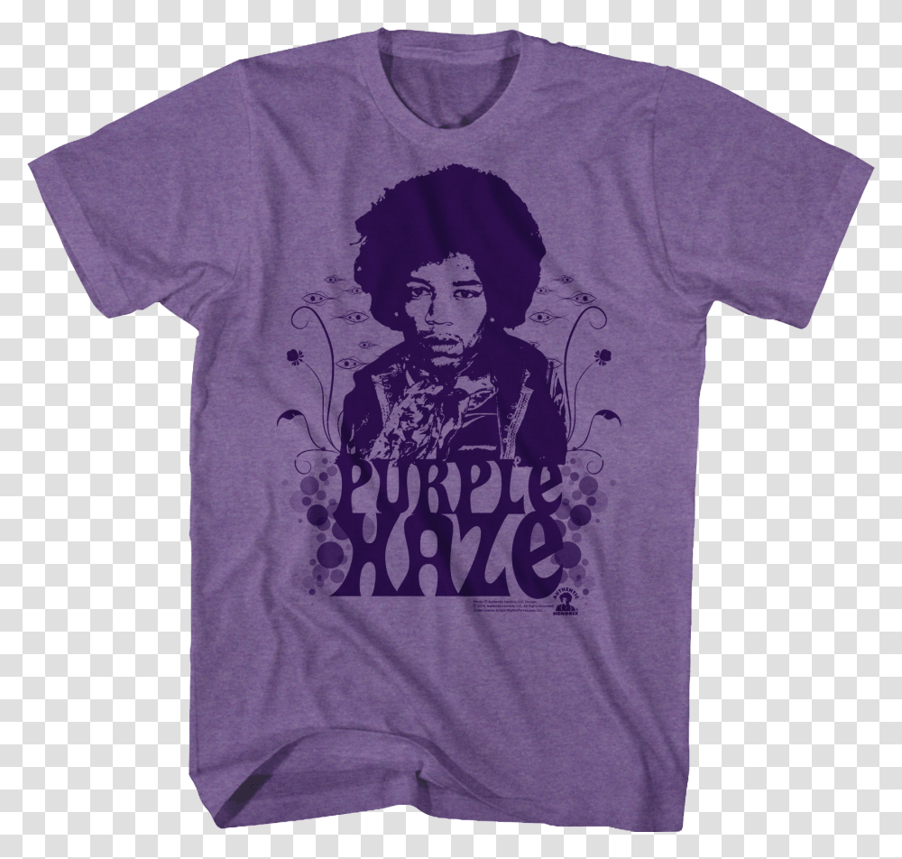 Jimi Hendrix T Shirt Official Purple Purple Haze T Shirt, Clothing, Apparel, T-Shirt, Person Transparent Png