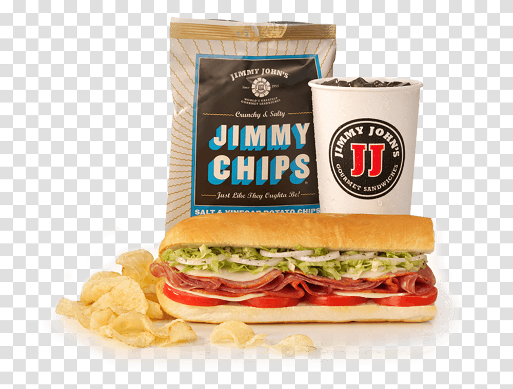 Jimmy Johns Sandwich And Chips, Food, Burger, Bread, Lunch Transparent Png
