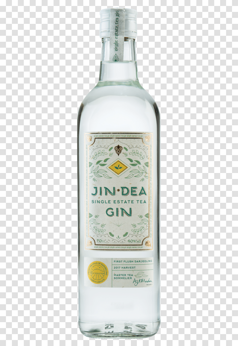 Jindea Single Estate Tea Gin Glass Bottle, Absinthe, Liquor, Alcohol, Beverage Transparent Png