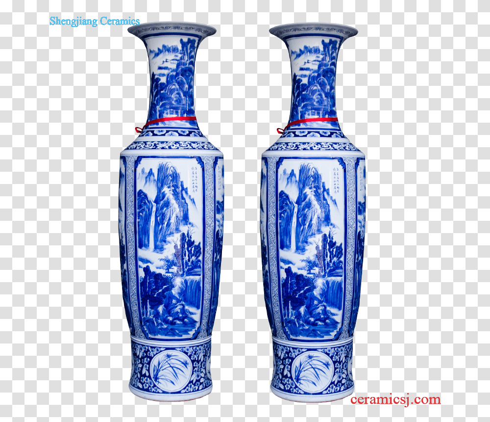 Jingdezhen Ceramic Masters Hand Draw Landscape Vase, Porcelain, Pottery, Liquor Transparent Png