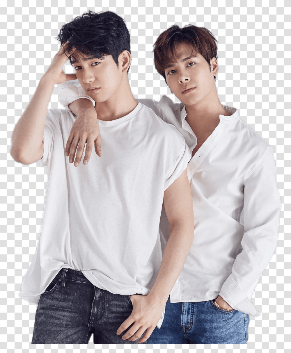 Jingyoung And Jackson Posing Wang Gae Park Gae Date, Apparel, Sleeve, Person Transparent Png