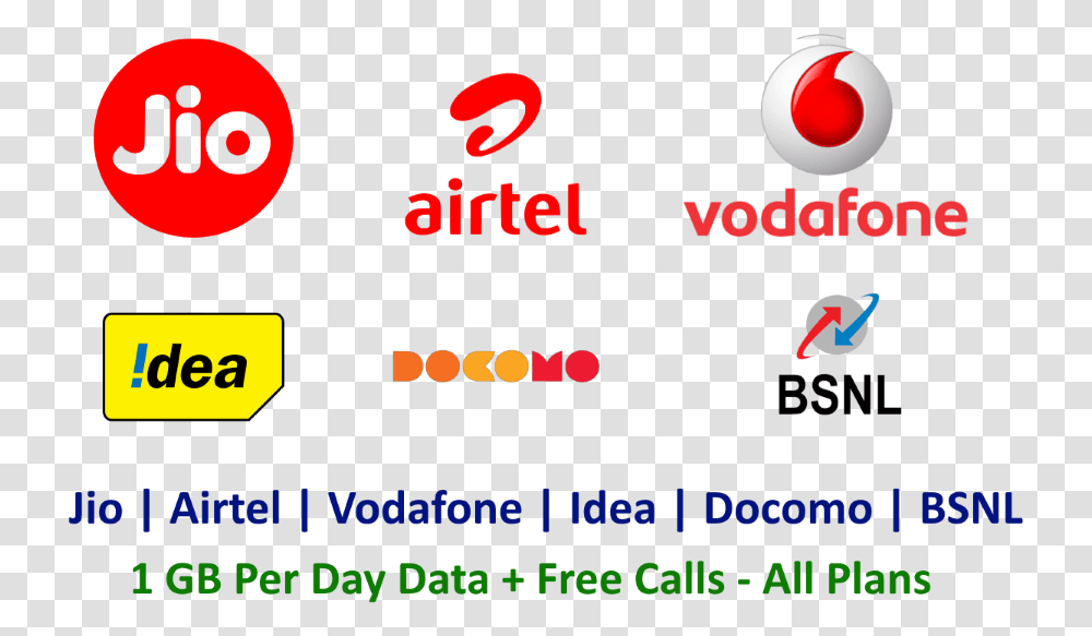 Jio Airtel Vodafone Idea Bsnl Best Plans 1gb Per, Alphabet, Number Transparent Png