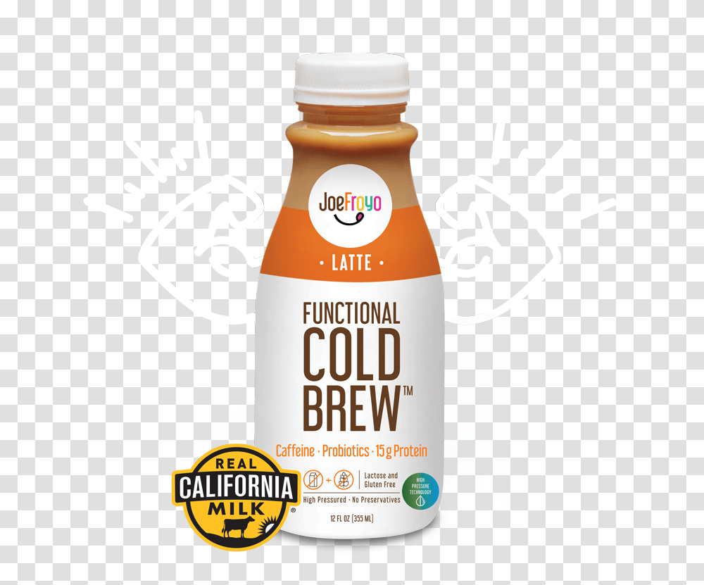 Joefroyo Latte Functional Cold Brew Orange Bottle White Iced, Food, Label, Ketchup Transparent Png