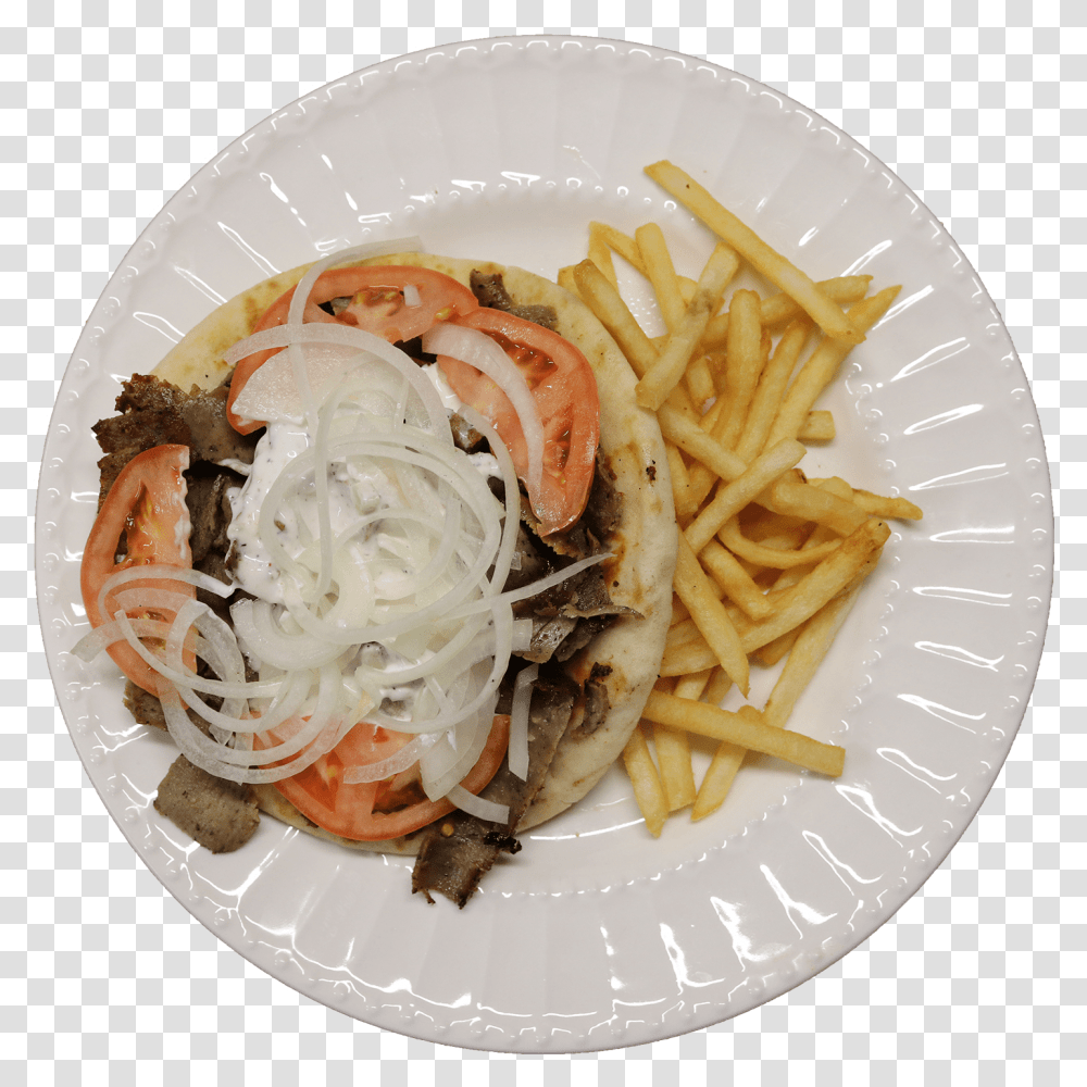 Joey S Red Hots Gyro Platter French Fries, Dish, Meal, Food, Noodle Transparent Png