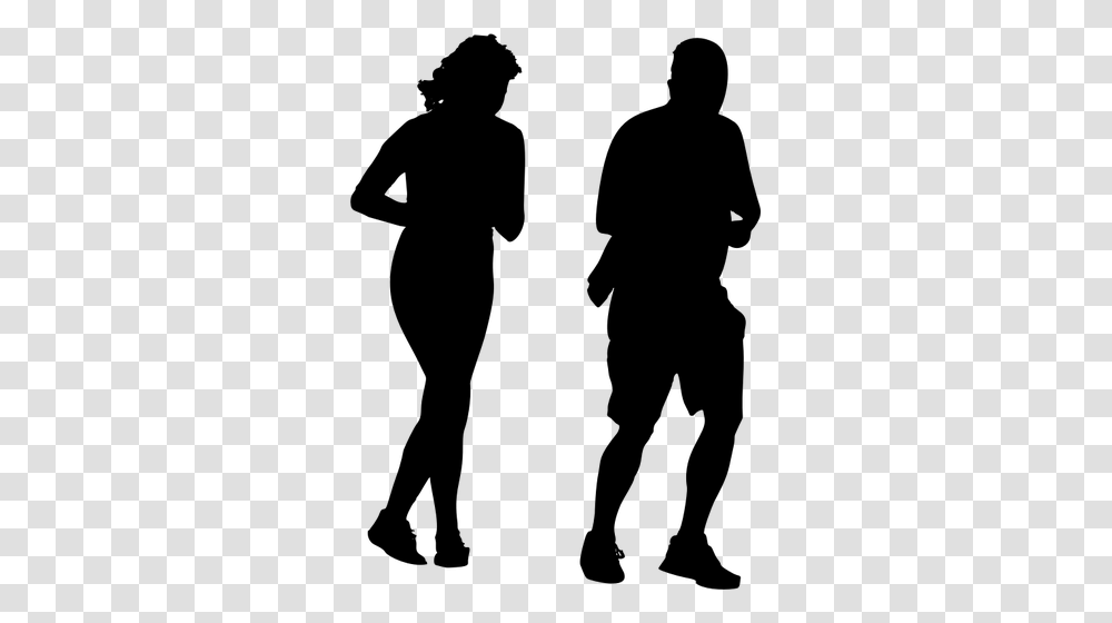 Jogging Couple Silhouette, Gray, World Of Warcraft Transparent Png